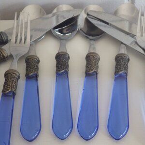INOX EME Contemporary Juicy Blue Acrylic Cutlery Flatware Set